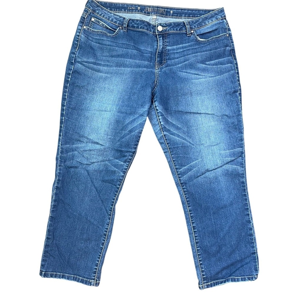 Jennifer Lopez Capri Jean Womens 16 Medium Wash Blue Denim Stretch Cropped Pants